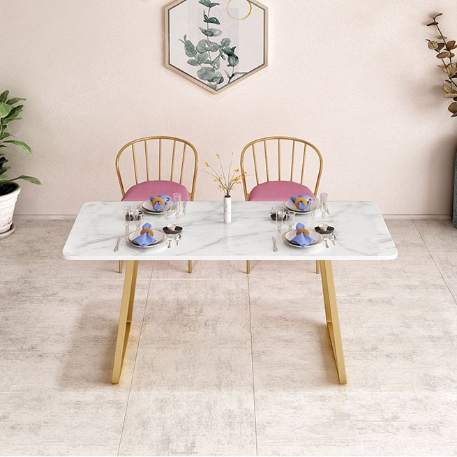 Marble Sled Base Dining Collection Industrial Style Dining Table for Home Clearhalo ' dining_table' 'Dining Tables & Seating' 'Dining Tables' 'furn' 'furn_dining_table' 'Furniture' 'furniture_dining_table' 'Kitchen & Dining Furniture' 'kitchen&dining_furn' 'kitchen' 'kitchen_dining_table' 1200x1200_0fa6b0bb-804a-4de8-b0c6-87e0e59aacfe