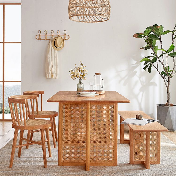 Rectangle Wooden Table Modern Red Oak Table in Nature with Double Pedestal Clearhalo ' dining_table' 'Dining Tables & Seating' 'Dining Tables' 'furn' 'furn_dining_table' 'Furniture' 'furniture_dining_table' 'Kitchen & Dining Furniture' 'kitchen&dining_furn' 'kitchen' 'kitchen_dining_table' 1200x1200_0fa73af5-a7ce-428a-8c31-031f5da91abe