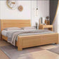 Scandinavian Natural Wooden Sleigh Bed with Rectangular Headboard