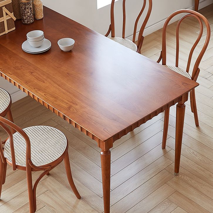 Mid-Century Brown Solid Wood Dining Table Rectangle Standard Dining Table for Kitchen Clearhalo ' dining_table' 'Dining Tables & Seating' 'Dining Tables' 'furn' 'furn_dining_table' 'Furniture' 'furniture_dining_table' 'Kitchen & Dining Furniture' 'kitchen&dining_furn' 'kitchen' 'kitchen_dining_table' 1200x1200_0faa5558-bf0b-4a7c-98d2-7f2f30157d32