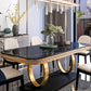 Luxury Sintered Stone Dining Table Rectangle Table with Gold Metal Pedestal Clearhalo ' dining_table' 'Dining Tables & Seating' 'Dining Tables' 'furn' 'furn_dining_table' 'Furniture' 'furniture_dining_table' 'Kitchen & Dining Furniture' 'kitchen&dining_furn' 'kitchen' 'kitchen_dining_table' 1200x1200_0fab076f-882d-4183-bb14-ccc654e8c660