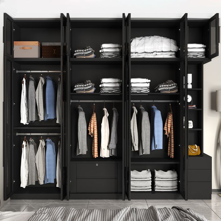 Gabinete de almacenamiento negro de vidrio para el hogar gabinete interior contemporáneo con puerta con bisagras