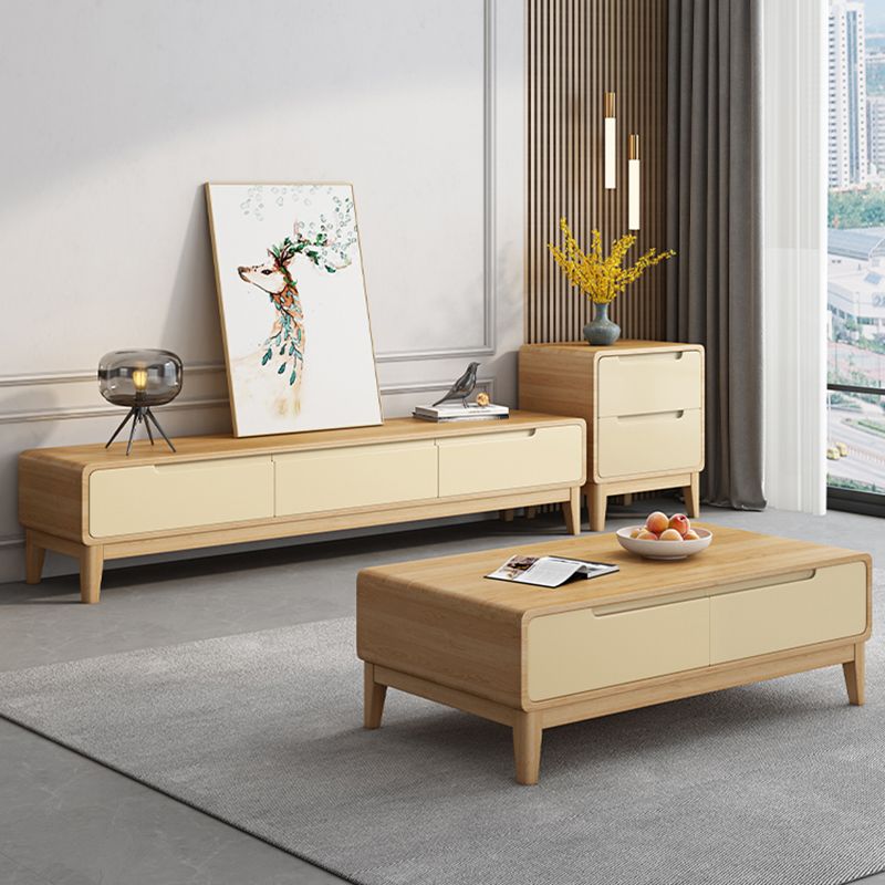 Scandinavian TV Stand Console Wooden Media Console with 3 Drawers Clearhalo 'furn' 'furn_tv_stands_entertainment_centers' 'Furniture' 'Living Room Furniture' 'TV Stands & Entertainment Centers' 'TV Stands & Media Storage Furniture' 'tv_stands_entertainment_centers' 1200x1200_0fabe963-5af0-4c7a-83c1-4b91db94c2d0