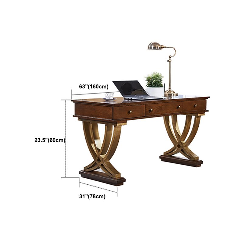 Glam Natural Rectangular Writing Desk Home Office Desk with Metal Legs Clearhalo 'furn' 'furn_office_desk' 'Furniture' 'Office Desks' 'Office Furniture' 'office_desk' 1200x1200_0fac6d67-8fd6-4cd7-87ff-ef04075af3ee