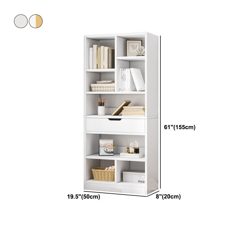 Manufactured Wood Standard Bookshelf Vertical Open Bookcase with Drawer Clearhalo 'Bookcases' 'furn' 'furn_bookcases' 'Furniture' 'furniture_bookcases' 'Office Furniture' 1200x1200_0fae8181-cfac-40f8-93bf-a48c257310d1