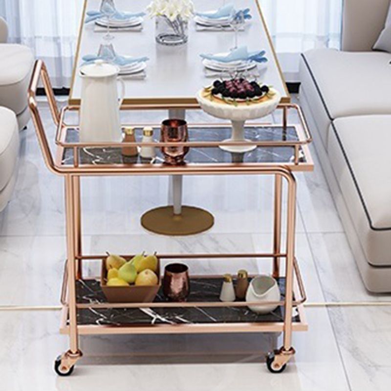 Modern Faux Marble Prep Table Rectangular Prep Table with Casters