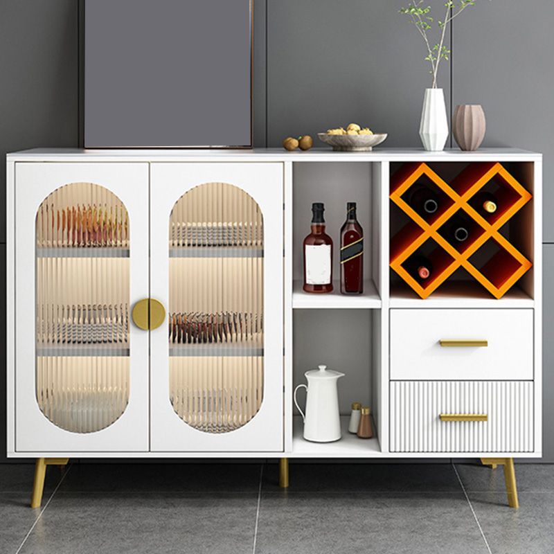 Sideboard di vetro moderni a tavolo a buffet con 2-cassetti e 2 porte