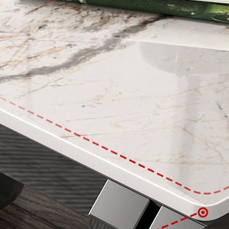 Modern Grey 58/52 Tall End Table Square Slate Top Block Side Table with Storage