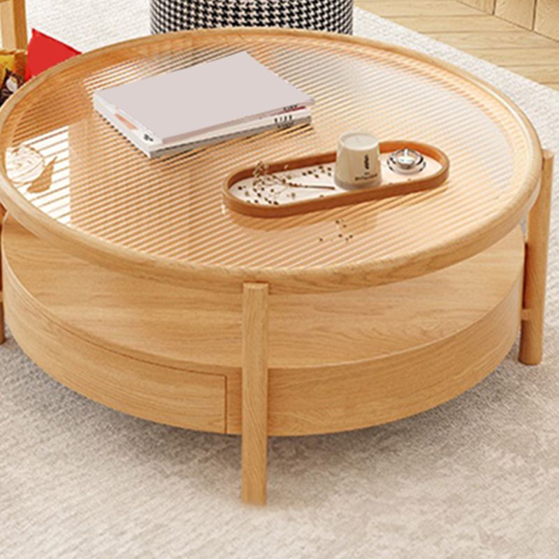Tropischer Couchtisch, Couchtisch aus massivem Holz mit Stauraum