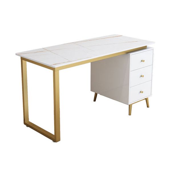 Glam 29.53 "großer Schreibtisch Stein Rechteckiger Büroschreibtisch mit Schubladen