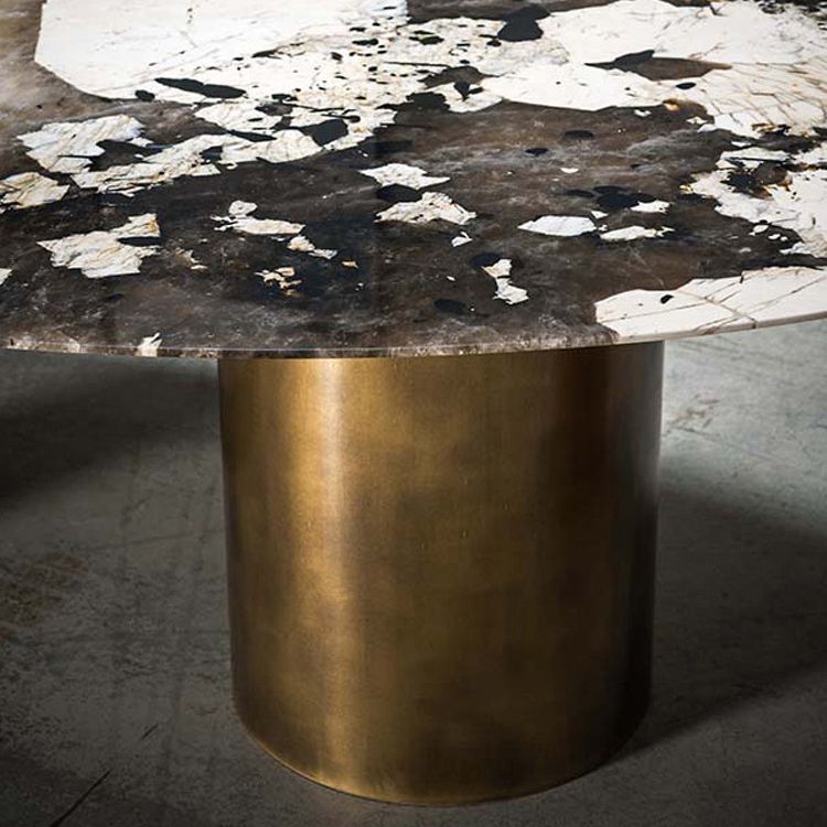 Oval Sintered Stone Dining Table Luxury Kitchen Table with Metal 3 Legs Clearhalo ' dining_table' 'Dining Tables & Seating' 'Dining Tables' 'furn' 'furn_dining_table' 'Furniture' 'furniture_dining_table' 'Kitchen & Dining Furniture' 'kitchen&dining_furn' 'kitchen' 'kitchen_dining_table' 1200x1200_0fb9bdb7-4da3-4b49-8f11-69e18fb95e2b