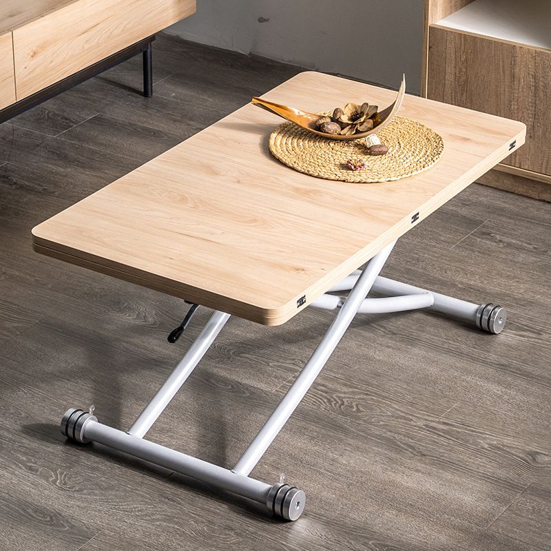 8.6"H Modern Metal Cross Base Glass Rectangular Adjustable Coffee Table Clearhalo 'Coffee & Accent Tables' 'Coffee Tables' 'coffee_tables' 'furn' 'furn_coffee_tables' 'Furniture' 'furniture_coffee_tables' 'Living Room Furniture' 1200x1200_0fbc764d-3ff0-4b03-b3db-1a9cd7da2066