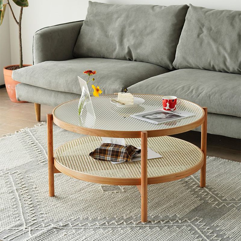 Tropical Cocktail Table Storage Round Glass Coffee Cocktail Table Clearhalo 'Coffee & Accent Tables' 'Coffee Tables' 'coffee_tables' 'furn' 'furn_coffee_tables' 'Furniture' 'Living Room Furniture' 1200x1200_0fbcc4bb-478a-4675-b1c3-c5bb5fd4a9e8