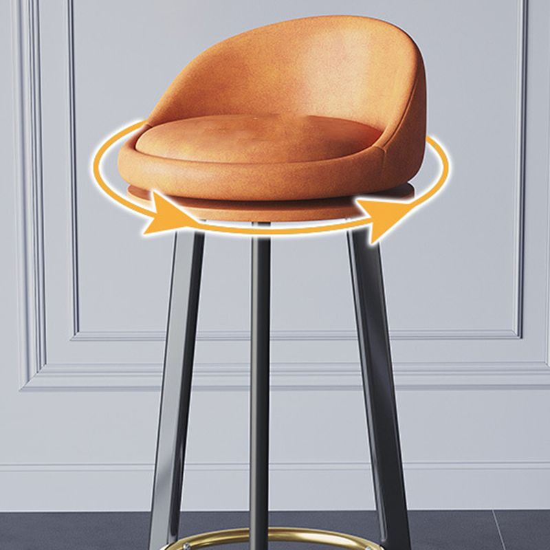 Glam Metal Barstool Faux Leather Footrest Stool in Matte Finsih for Indoor Clearhalo 'Bar Furniture' 'Bar Stools' 'bar_stools' 'furn' 'furn_bar_stools' 'Furniture' 'Kitchen & Dining Furniture' 1200x1200_0fbce6df-4811-4bca-8f3d-eadffdc45d5f