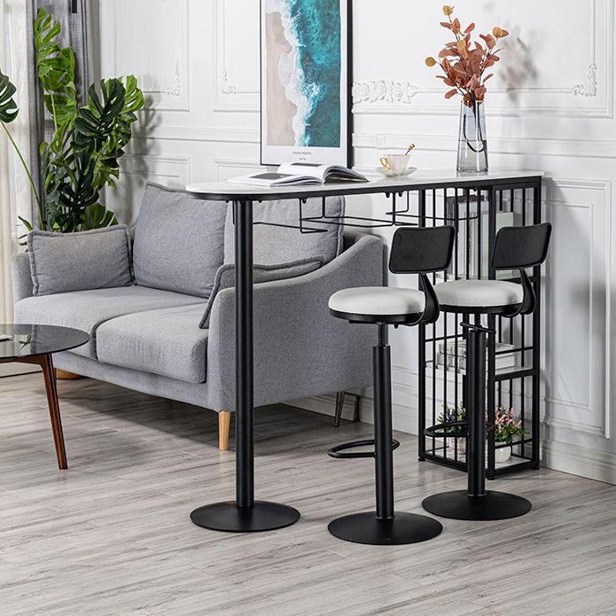 Glam White Marble Counter Table with Specialty Table Top Double Pedestal Table - 42" H Clearhalo 'Bar Furniture' 'Bar Tables' 'bar_tables' 'furn' 'furn_bar_tables' 'Furniture' 'furniture_bar_tables' 'Kitchen & Dining Furniture' 1200x1200_0fbd50e8-a39e-4968-9a7a-f59e7714e3eb