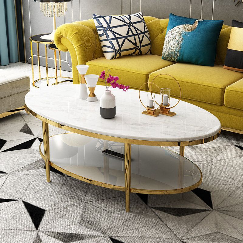 16.5 "H MODERNE 4 LEG STALEN BASE MARMBLE OVAL OVAL TOP SOFBEEKTAFEL