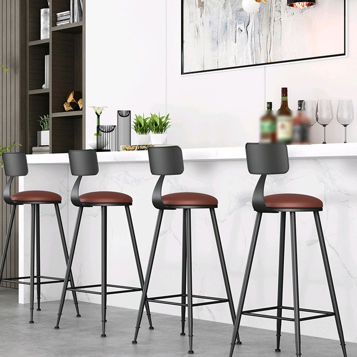 Industrial Armless Backrest Counter Stool Iron Bar Stool with Leather Cushion Clearhalo 'Bar Furniture' 'Bar Stools' 'bar_stools' 'furn' 'furn_bar_stools' 'furniture_bar_stools' 'Kitchen & Dining Furniture' 'kitchen&dining_furn' 'kitchen' 'kitchen_furn' Furniture' 1200x1200_0fbe4cc6-5f11-4b73-8ed6-9c561c7237f5