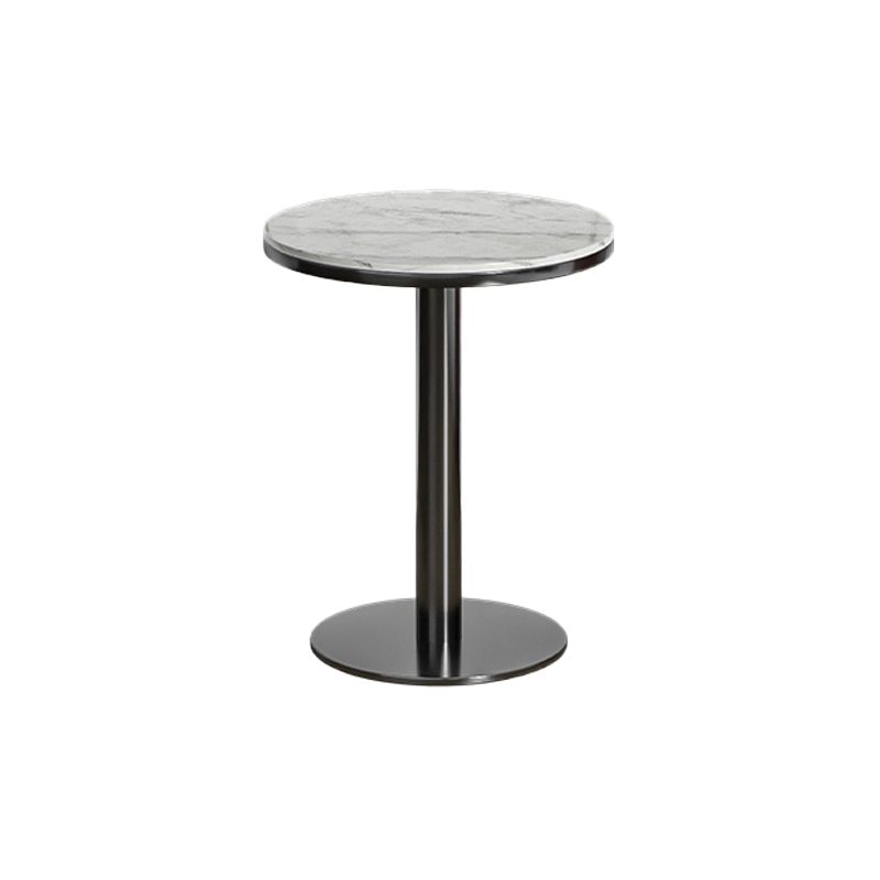 Modern Round Bar Dining Table Indoor White Top Bar Height Pub Table Metal Base in Black Clearhalo 'Bar Furniture' 'Bar Tables' 'bar_tables' 'furn' 'furn_bar_tables' 'Furniture' 'furniture_bar_tables' 'Kitchen & Dining Furniture' 'kitchen&dining_furn' 'kitchen' 1200x1200_0fbf36f9-58f1-4b74-91e3-71ca1a404ffd