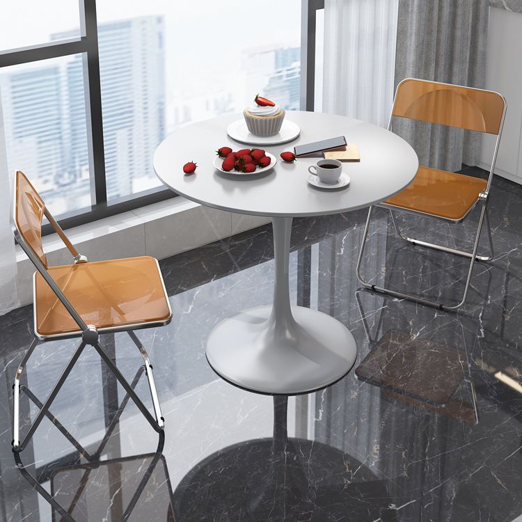 Minimalist White and Black Round Table with Tulip Style for 4 Person Clearhalo 'Dining Tables & Seating' 'Dining Tables' 'dining_table' 'furn' 'furn_dining_table' 'Furniture' 'Kitchen & Dining Furniture' 1200x1200_0fbf5755-c27a-42de-9bc4-c970b622598d