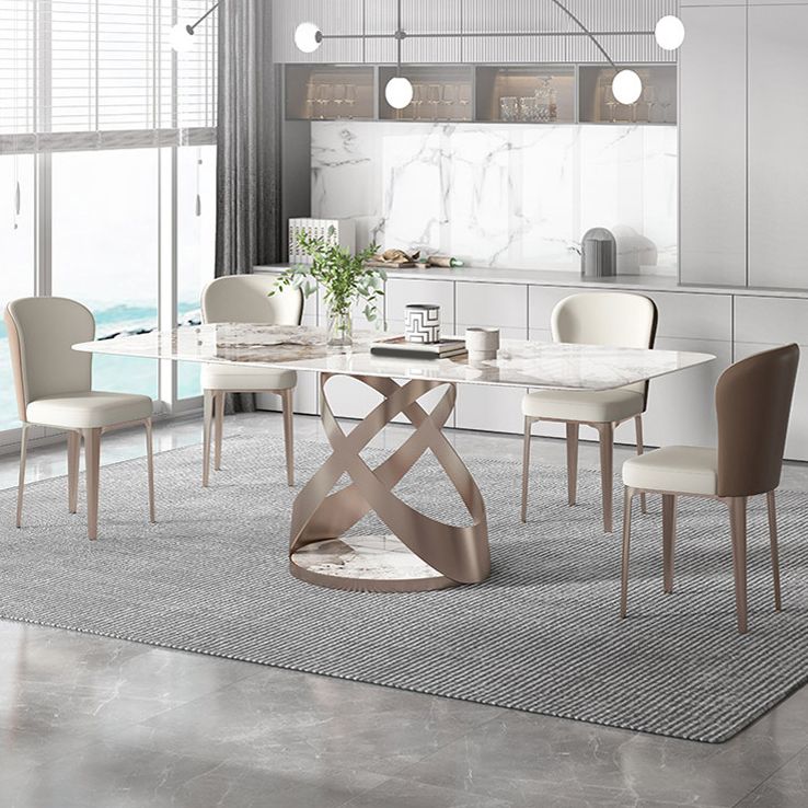 Set da pranzo lussuoso con piano in pietra sinterizzata Set tavolo da pranzo rettangolare 1/4/5/7 pezzi