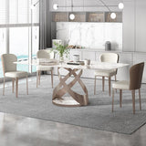 Luxurious Sintered Stone Top Dining Set Rectangle 1/4/5/7 Pieces Dining Room Table Set