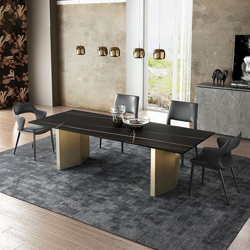 Metal Traditional Luxury Rectangle Table Black Sintered Stone Top Table for Dining Room Clearhalo ' dining_table' 'Dining Tables & Seating' 'Dining Tables' 'furn' 'furn_dining_table' 'Furniture' 'furniture_dining_table' 'Kitchen & Dining Furniture' 'kitchen&dining_furn' 'kitchen' 'kitchen_dining_table' 1200x1200_0fc0dcc5-163c-4113-8c2d-8562110b1045