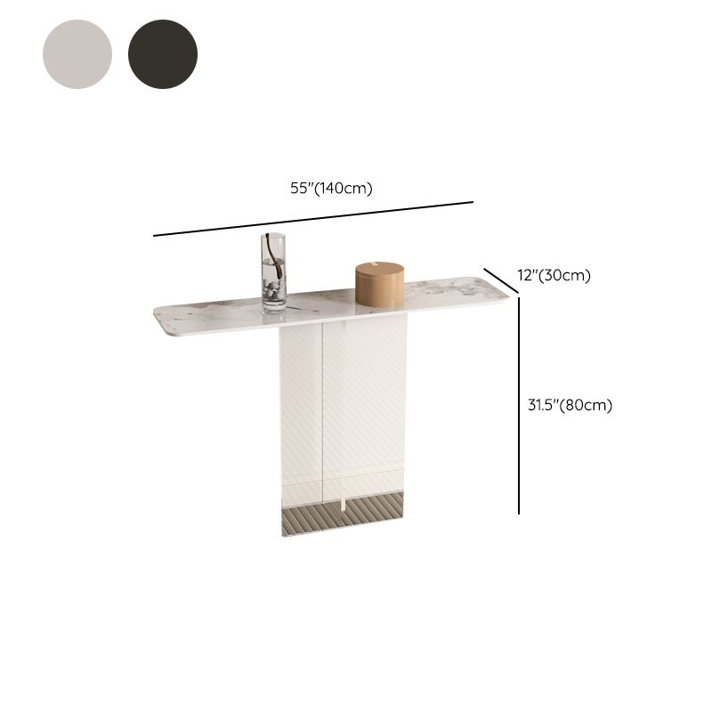 Rectangle Shape Contemporary Console Table Black/White Stone Console Sofa Table Clearhalo 'Console Tables' 'console_tables' 'Entry & Mudroom Furniture' 'furn' 'furn_console_tables' 'Furniture' 1200x1200_0fc297cf-3fc1-46aa-a9d4-ec755e83b054
