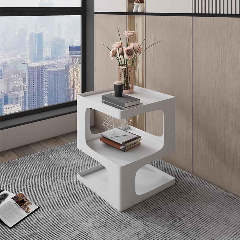 Contemporary Sofa Side Accent Table Metal Square with Storage Block Living Room Clearhalo 'Coffee & Accent Tables' 'End & Side Tables' 'end_side_tables' 'furn' 'furn_end_side_tables' 'Furniture' 'Living Room Furniture' 1200x1200_0fc98768-53b1-4af4-8abc-9d8eb0b5c83f