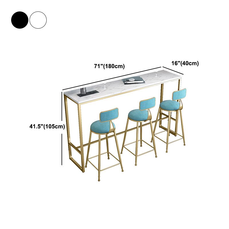 Stone Bar Dining Table Glam Rectangle Bar Table with Trestle Pedestal for Miik Tea Shop Clearhalo 'Bar Furniture' 'Bar Tables' 'bar_tables' 'furn' 'furn_bar_tables' 'Furniture' 'Kitchen & Dining Furniture' 1200x1200_0fca76c3-00e7-4324-8785-92752c628a4d