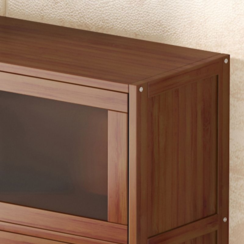 Estantería contemporánea de bambú marrón cerrada estantería con puerta para la oficina en casa