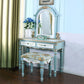 Victorian 2 Drawers MakeupTable Stool Set with Mirror for Bedroom