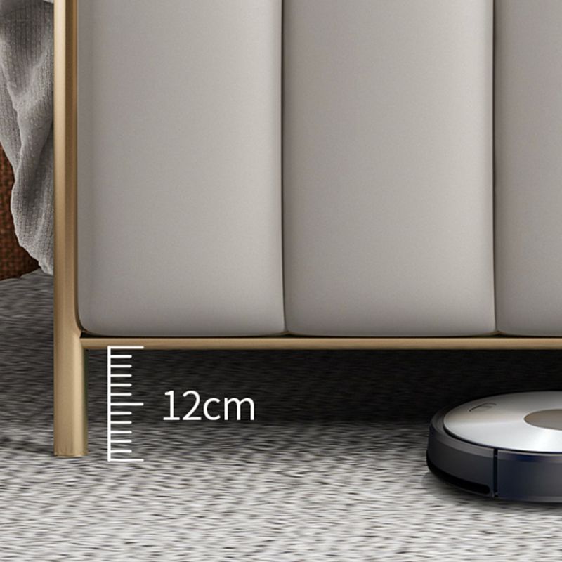 Glam -standaard bed gestoffeerd hoofdeinde massief houten beige paneelbed