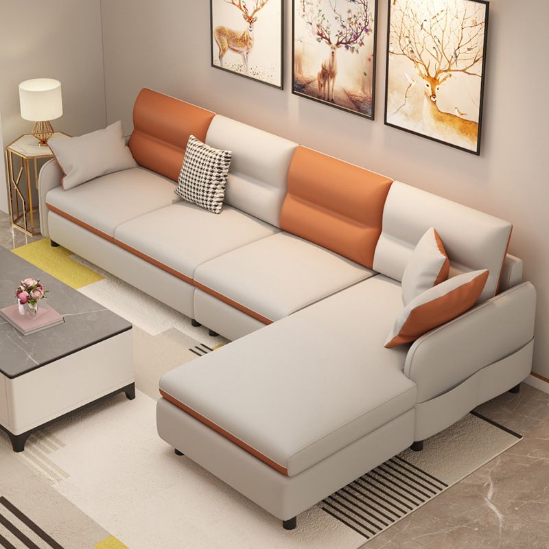 Stain-Resistant Sectionl with Storage Faux Leather 102"  Sectional