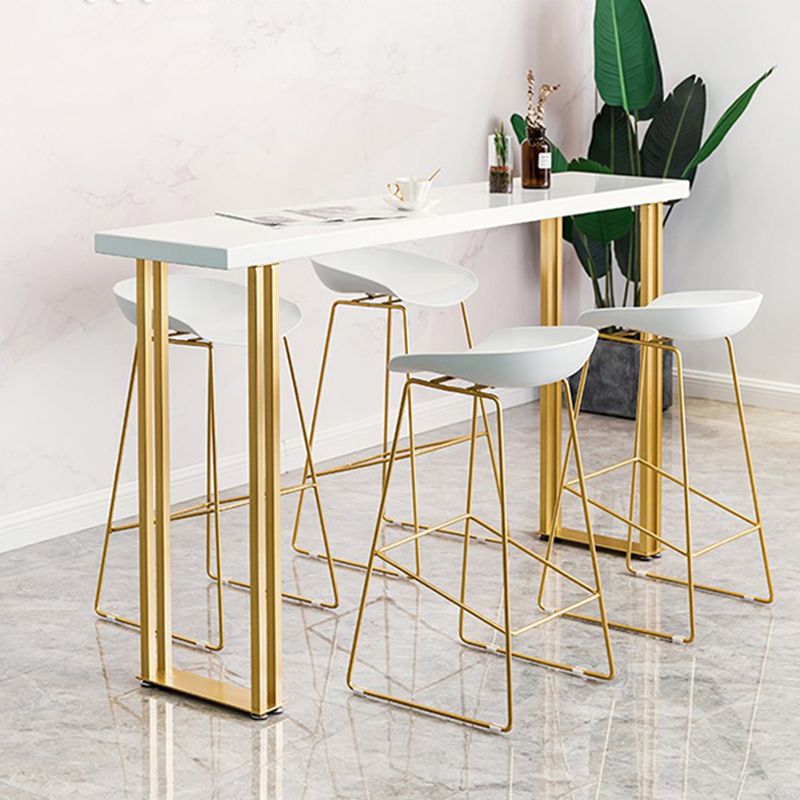 Glam Pub Tisch mit goldenem Metallschlitten rechteckig masser Holz Top Stange Tisch