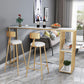 Modern 1/3 Pieces Bar Table Set Rectangle Stone Counter Table for Living Room