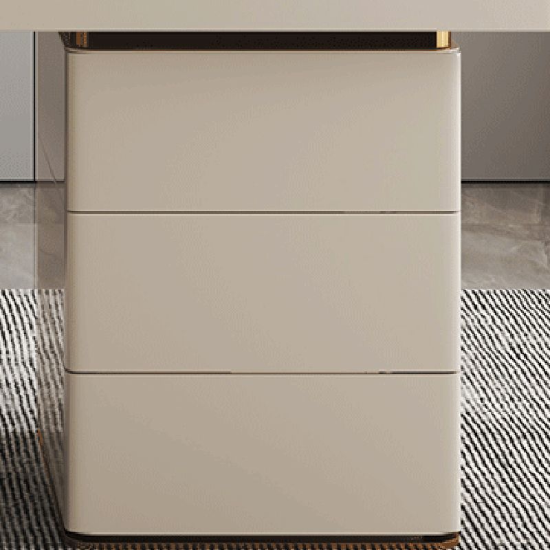 Beige rechteckige Schreibtisch Glam Kabelverwaltungsbüro mit Schubladen