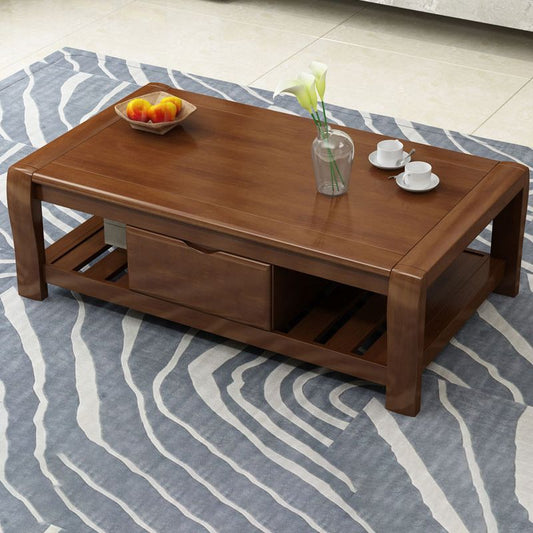 Tavolino in legno a 4 gambe rettangolari a 4 gambe con cassetti