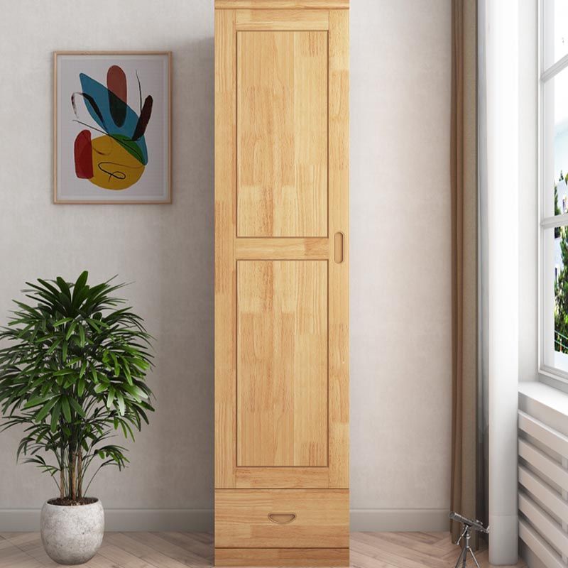 74.8"H Traditional Rubberwood Storage Cabinet with Garment Rod Matte Finish Cabinet Clearhalo 'Armoires & Wardrobes' 'armoires_wardrobes' 'Bedroom Furniture' 'furn' 'furn_armoires_wardrobes' 'Furniture' 1200x1200_0fd460d5-668a-4d45-b8d0-2222a9c0b9ba