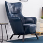 Contemporary Bonded Leather Arms Included with Black Legs Wingback Chair