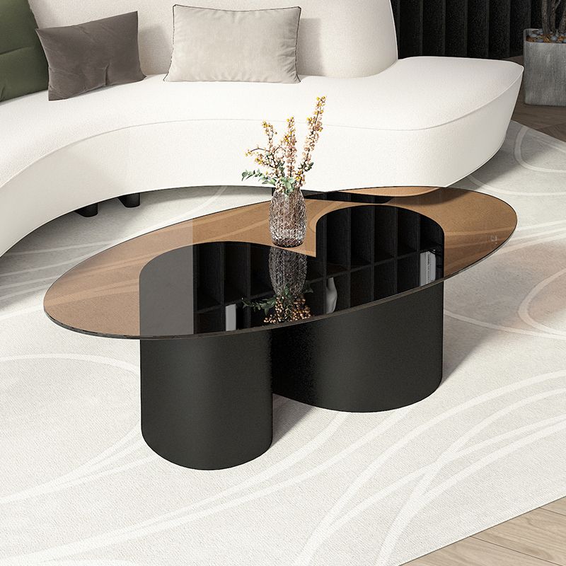 Contemporary Oval Top Coffee Table with Abstract Base Cocktail Table Clearhalo 'Coffee & Accent Tables' 'Coffee Tables' 'coffee_tables' 'furn' 'furn_coffee_tables' 'Furniture' 'Living Room Furniture' 1200x1200_0fd89af6-8663-417f-921f-2316237ae476