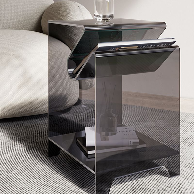 Modern Acrylic 22.04" Tall End Table Rectangular Sled Side Table Clearhalo 'Coffee & Accent Tables' 'End & Side Tables' 'end_side_tables' 'furn' 'furn_end_side_tables' 'Furniture' 'Living Room Furniture' 1200x1200_0fd8efec-1740-4bb5-b07f-4dff598ab2a0