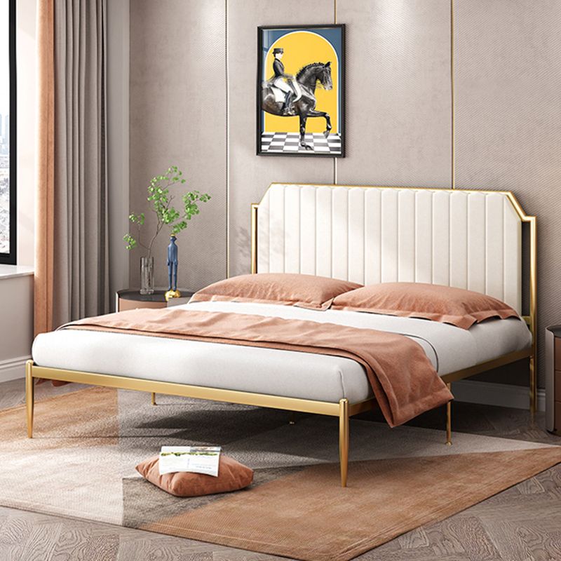 Leather Bed,Queen Metal Frame Panel Bed with Scooped Headboard Clearhalo 'Bedroom Furniture' 'Beds' 'furn' 'furn_beds' 'Furniture' 1200x1200_0fdae74b-12d2-4042-ba37-1adc68742024