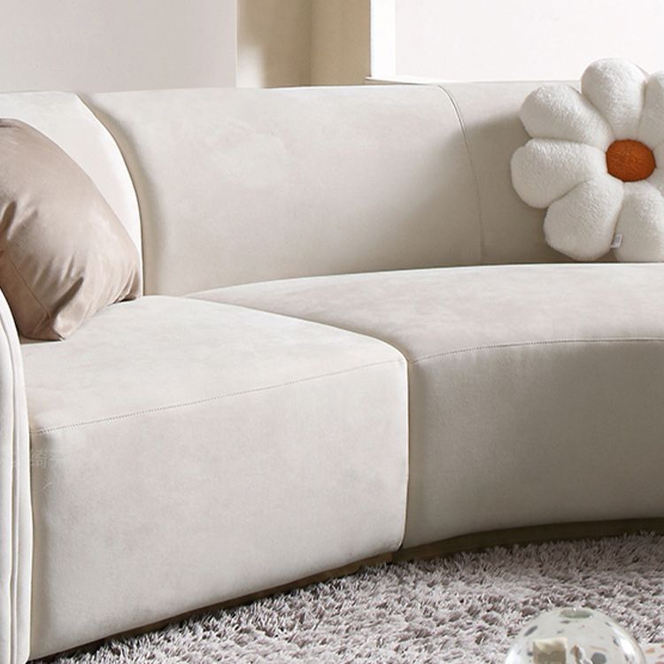Sofá curvado de brazo de humo de lana blanca de 30.70 "H para sala de estar para sala de estar