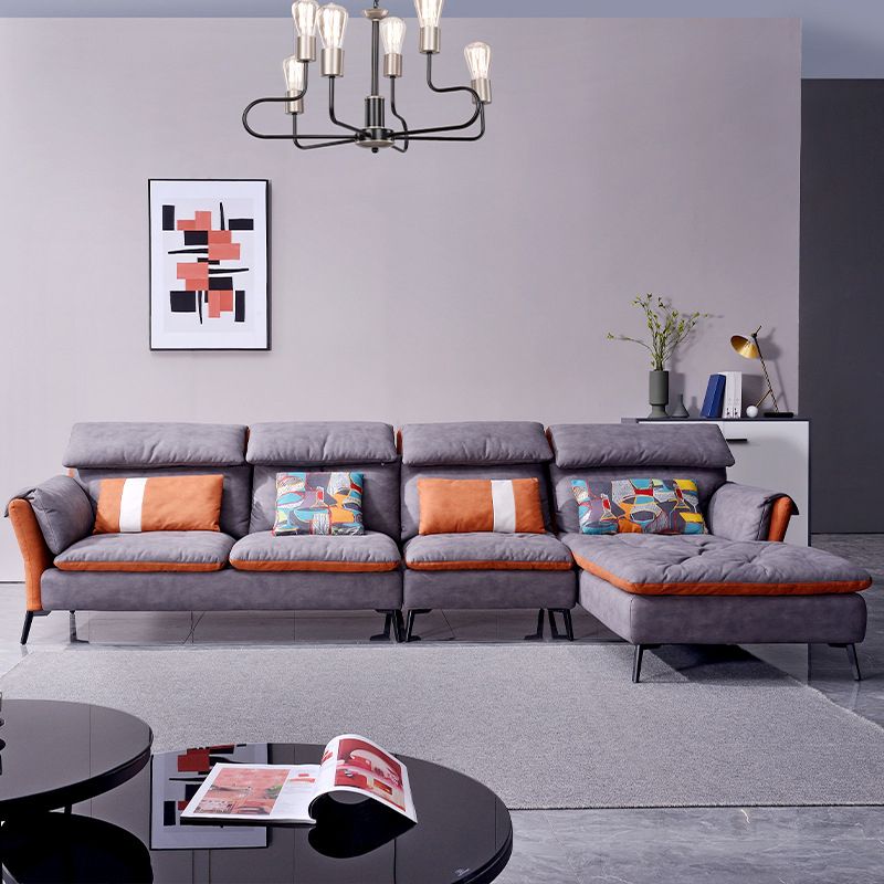 Divano sezionale in pelle finta con canale di divano a 4 posti a 4 posti svasati