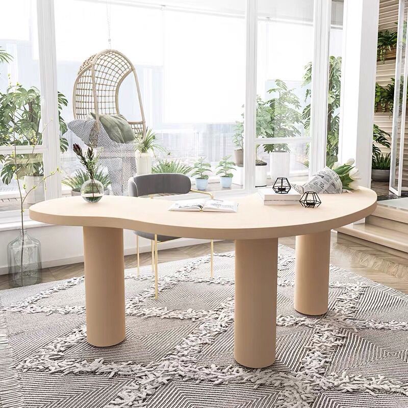 Bureau de bureau en bois de style contemporain Bureau de tâche de forme irrégulière avec 3 jambes