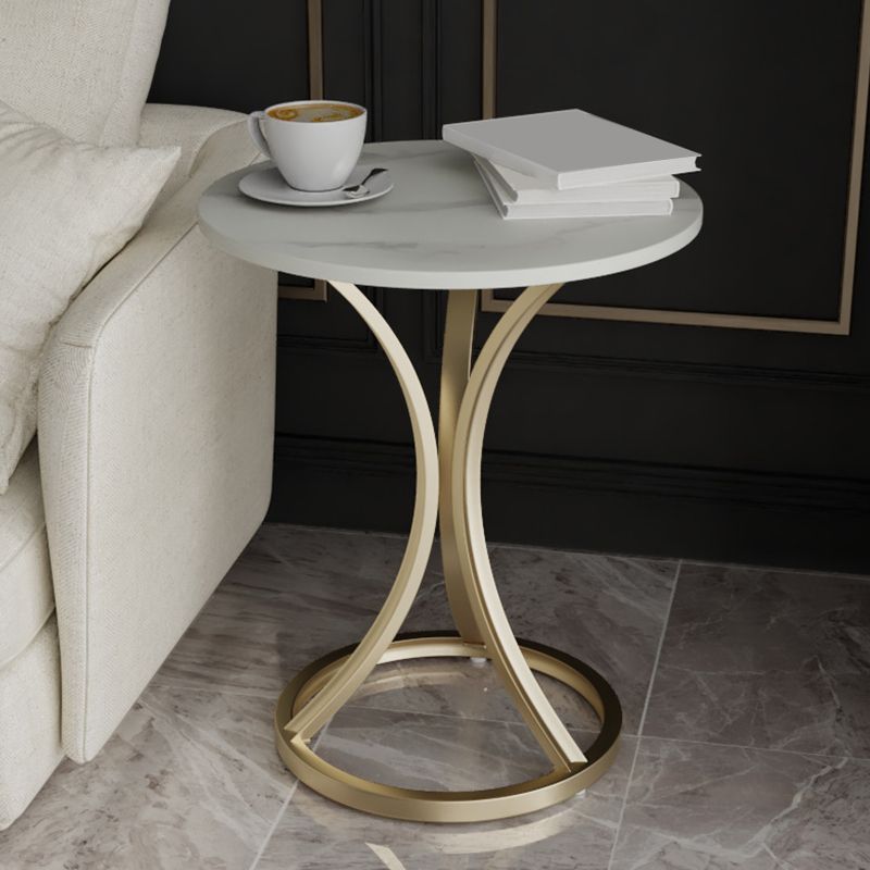 モダンスレートラウンドサイドエンドテーブルフレームベースタイプソファテーブル