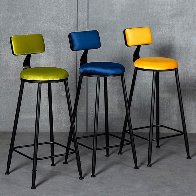 Industrial Armless Backrest Counter Stool Steel Cafe Bar Stool with Velvet Cushion Clearhalo 'Bar Furniture' 'Bar Stools' 'bar_stools' 'furn' 'furn_bar_stools' 'Furniture' 'furniture_bar_stools' 'Kitchen & Dining Furniture' 1200x1200_0fe15a1e-2ffa-43f3-8ea8-9a40f9ccb7c3