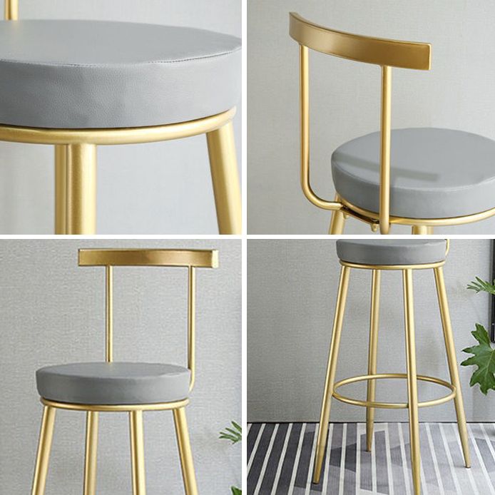Glam Low Back Bar and Counter Stool Round Stool with 4 Gold Legs Clearhalo 'Bar Furniture' 'Bar Stools' 'bar_stools' 'furniture_bar_stools' 'Kitchen & Dining Furniture' 'kitchen&dining_furn' 'kitchen' 'kitchen_furn' Furniture' 1200x1200_0fe16ea1-f111-4a4e-be50-28a12484c1d6