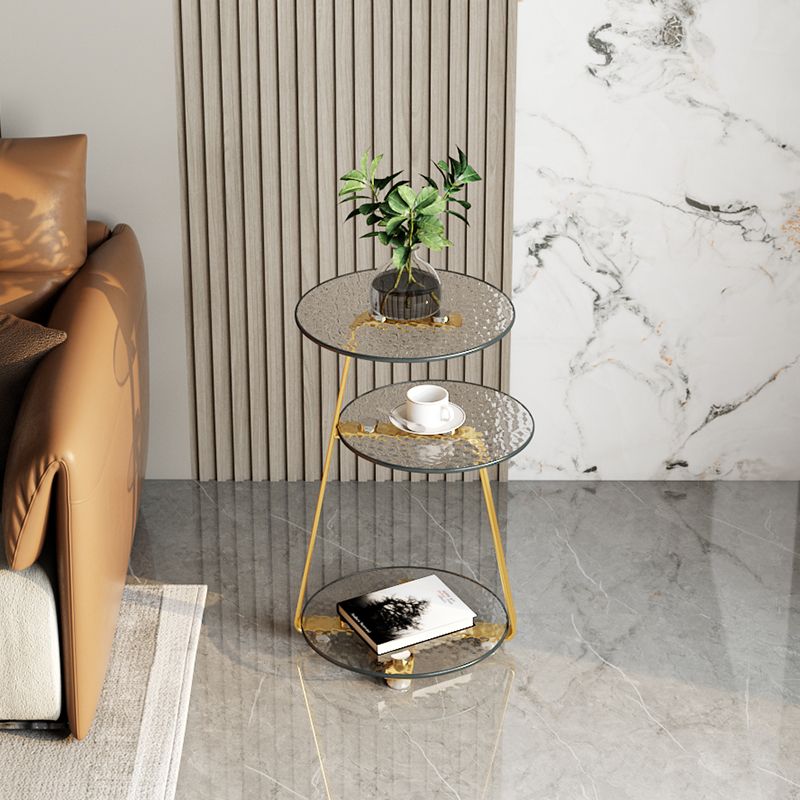 22.83 inch Tall Frame Side Table Modern Round Glass Side End Table