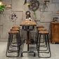 Rechteckiges Massivholz-Bartisch-Set, industrieller 1/4/7-teiliger Thekentisch mit Hockern